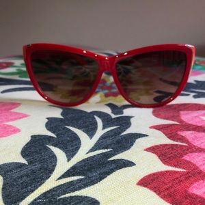 Authentic Red Chloe Sunglasses with Gold Trim